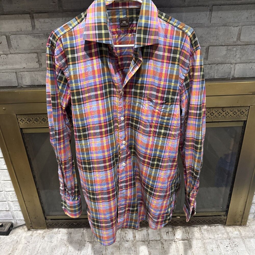 Men’s Peter Millar Bright Colored Long Sleeve Button Up Size Large